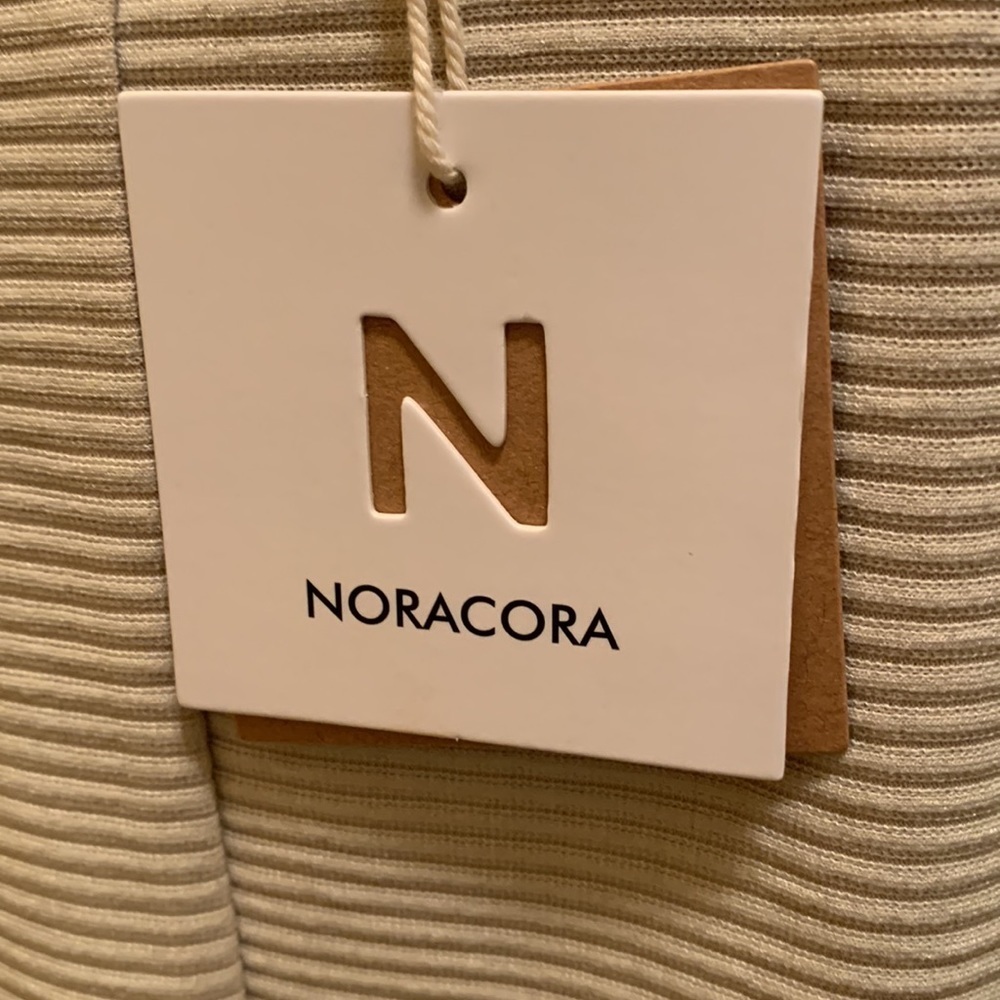NORACORA Beige Ribbed Knit Batwing Sweater Lace Sleeve Detail Deep Cuff Boatneck - Picture 10 of 15